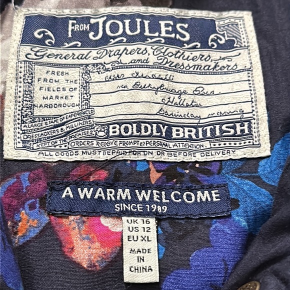 Joules navy blue quilted zip/snap jacket Sz 12 - Picture 3 of 13